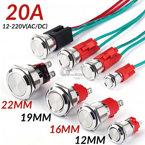 22mm 20a metal push - 12-22mm, button